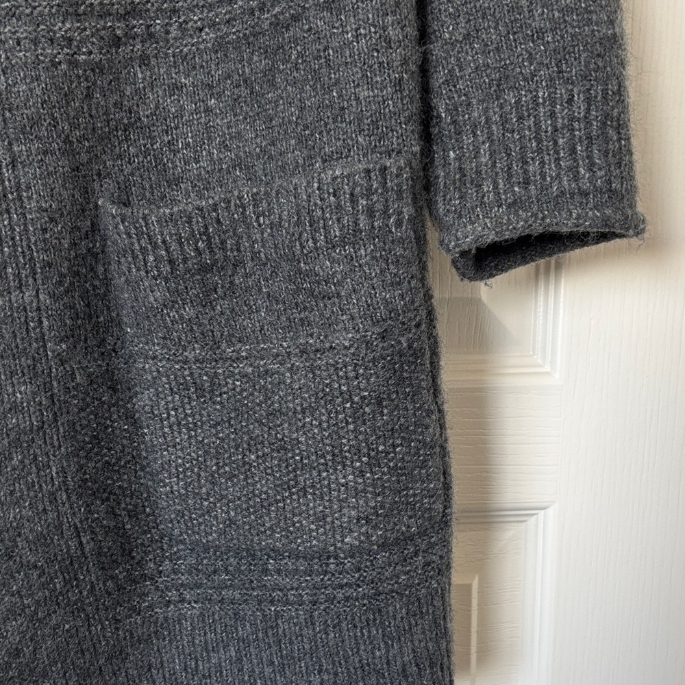 Open-Front Hooded Knit Cardigan - Charcoal - Picture 5 of 5